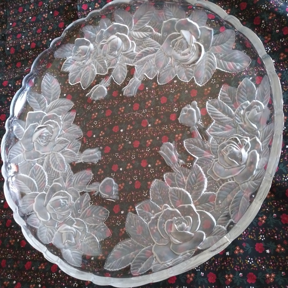 Frosted rose mold centerpiece depression glass